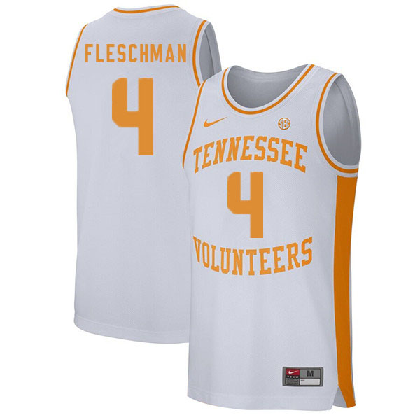 Men #4 Jacob Fleschman Tennessee Volunteers College Basketball Jerseys Sale-White